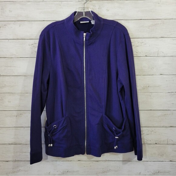 Chico's Jackets & Blazers - Zenergy by Chico's Size 0 4\6 S Full Zip Purple Jacket Drawstring Detail Pockets